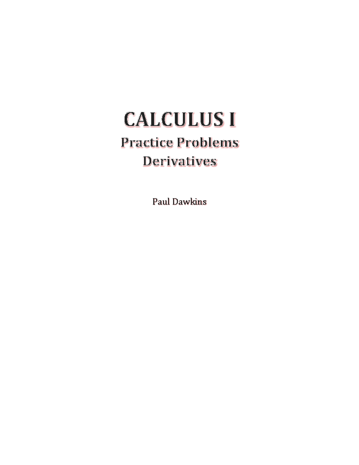 Calc i derivatives problems copy paul dawkins calculus i i table of