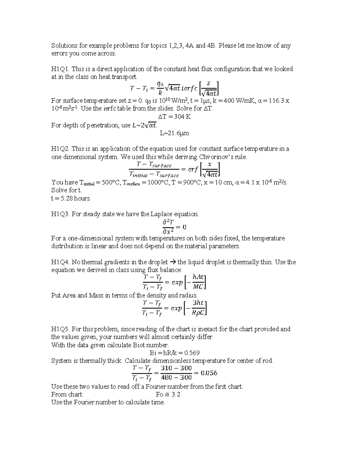 Hints For Example Problems H1 H4 Studocu