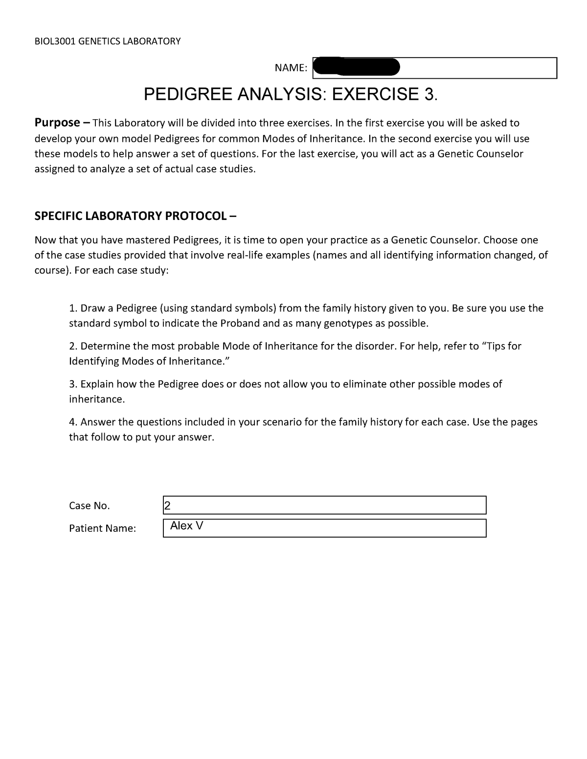 Pedigrees Exercise 3 Biol 3001 Genetics Studocu