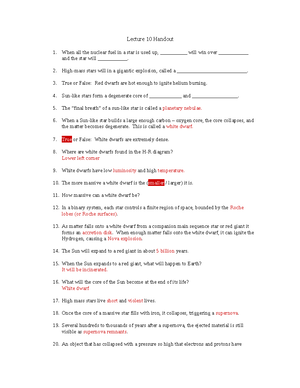 Lecture 7 Handout - Lecture 7 Handout 1. True Or False: The Sun Is ...