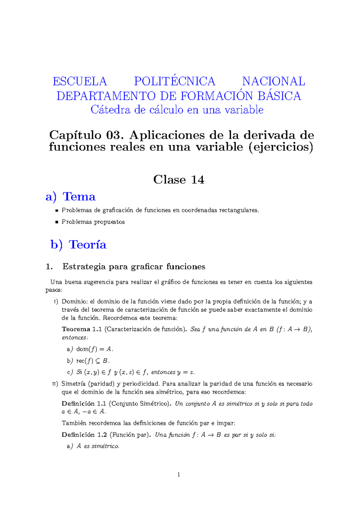 Clase 14 - Gggg - ESCUELA POLIT ́ECNICA NACIONAL DEPARTAMENTO DE ...