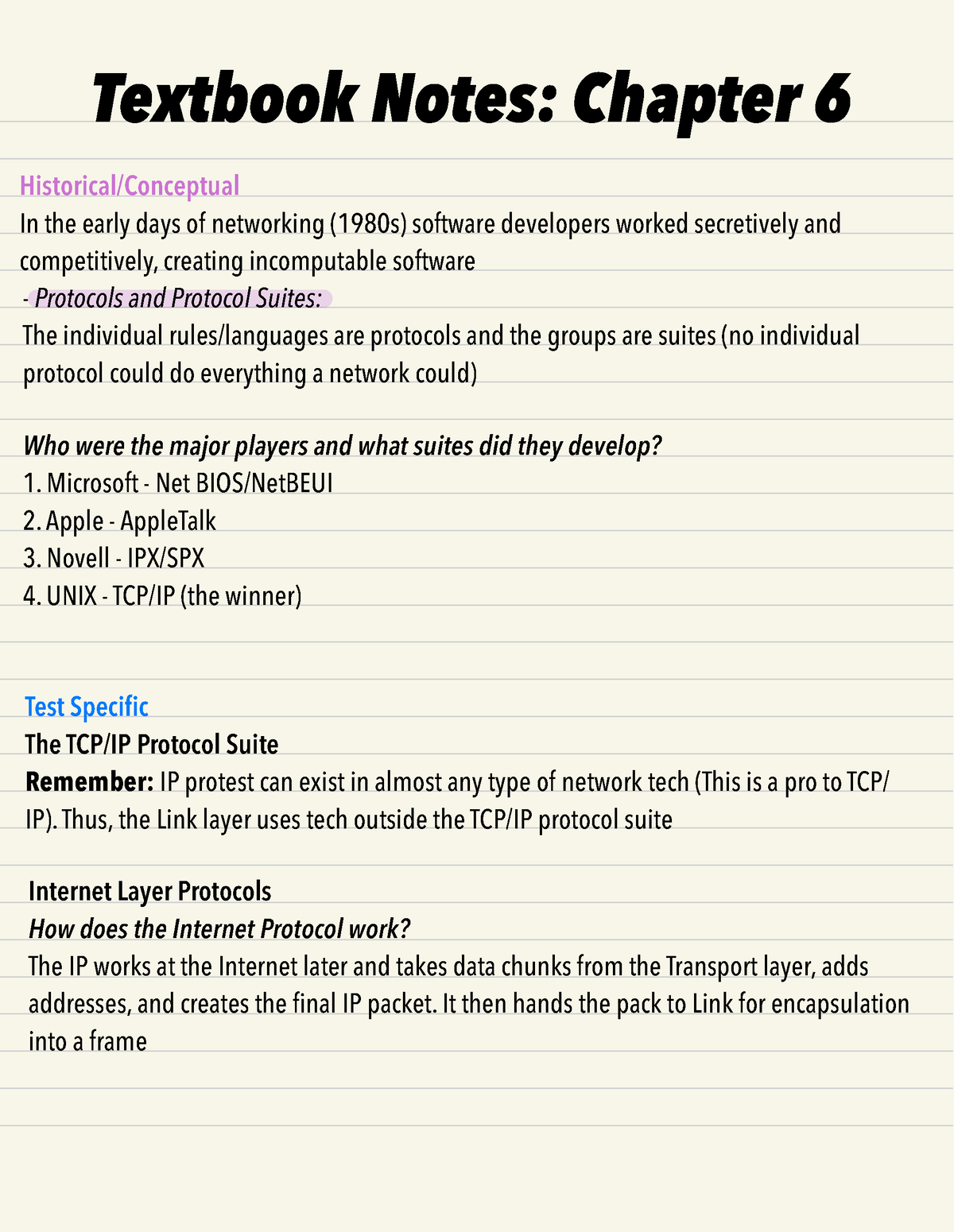 Mike Meyers' CompTIA Textbook Notes: Chapter 6 - Textbook Notes: Chapter 6  Historical/Conceptual In - Studocu