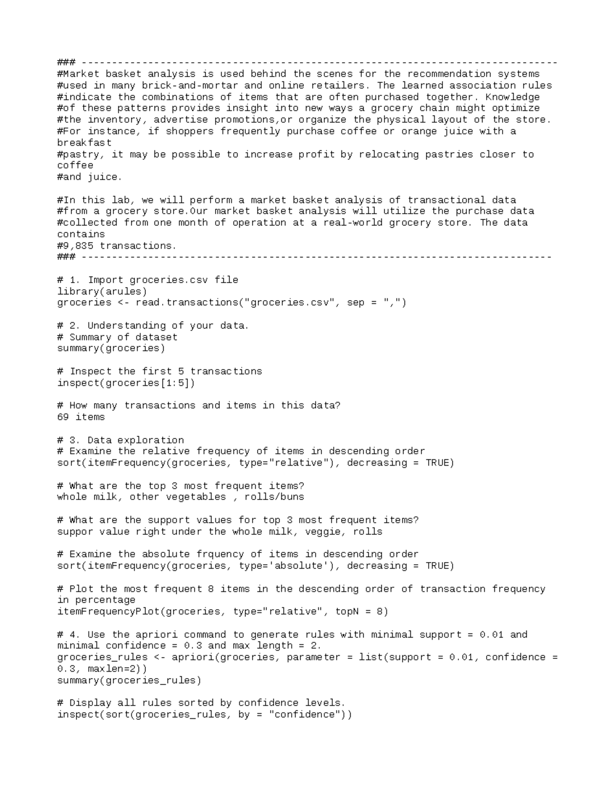 Lab10 Lab 10 Market Basket Analysis Is Used Behind The Scenes For The Recommendation Studocu