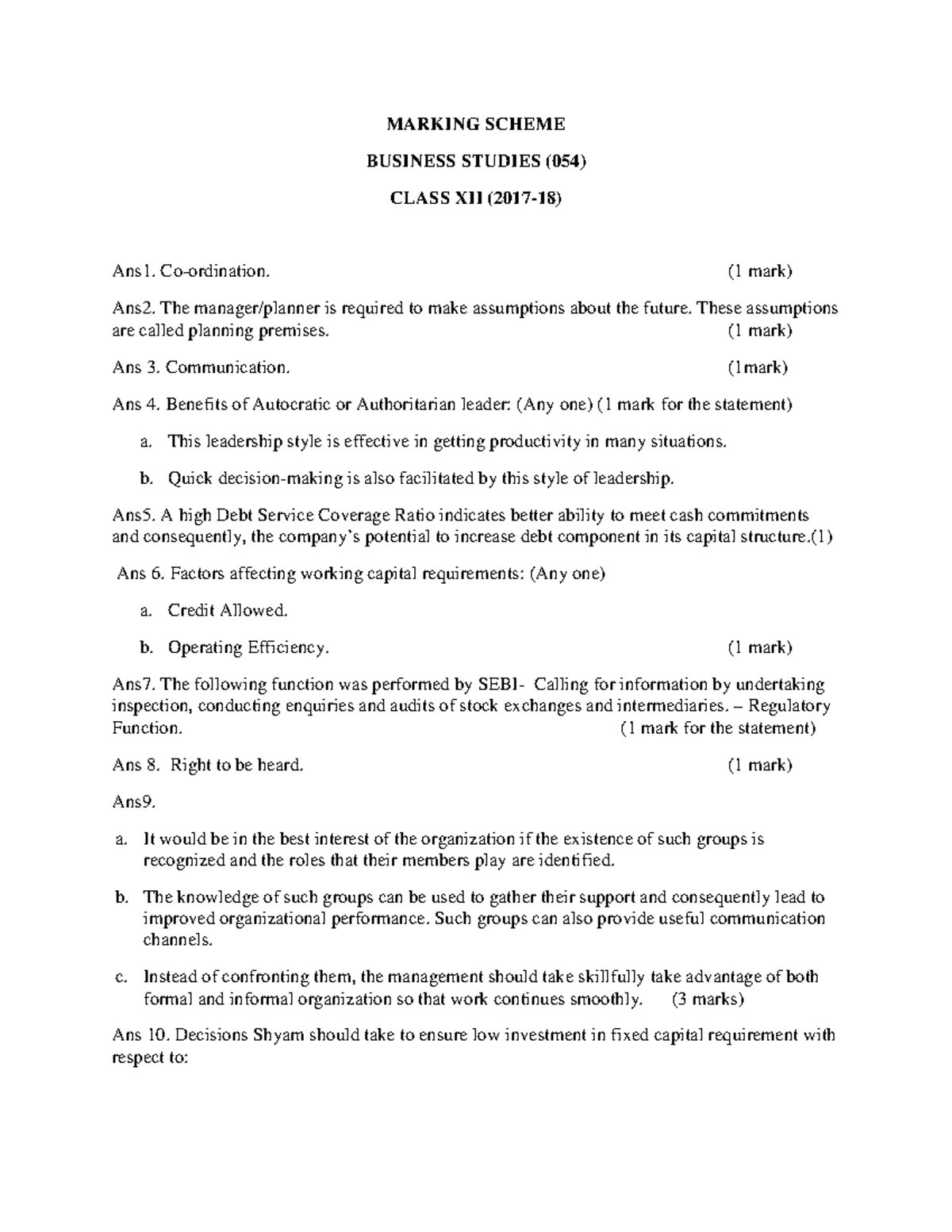 higher business assignment marking scheme