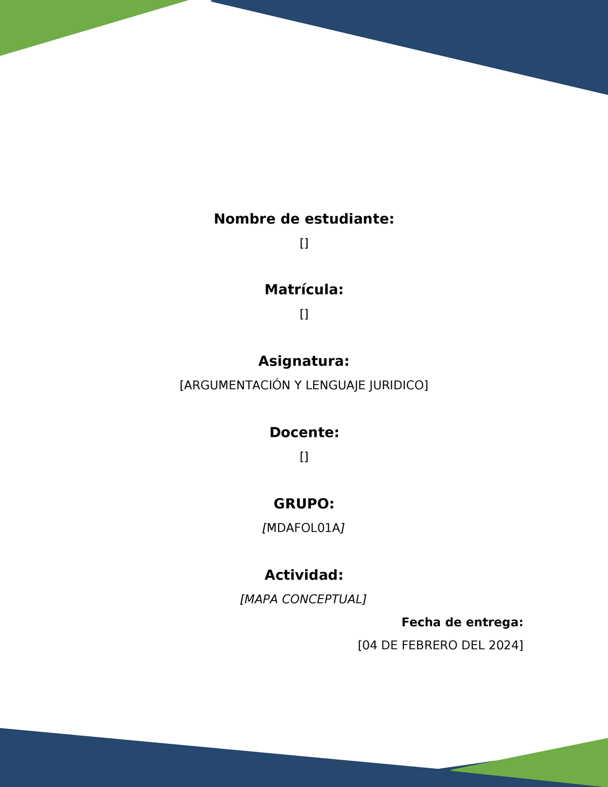 Argumentación y lenguaje jurídico 1 - Nombre de estudiante ...