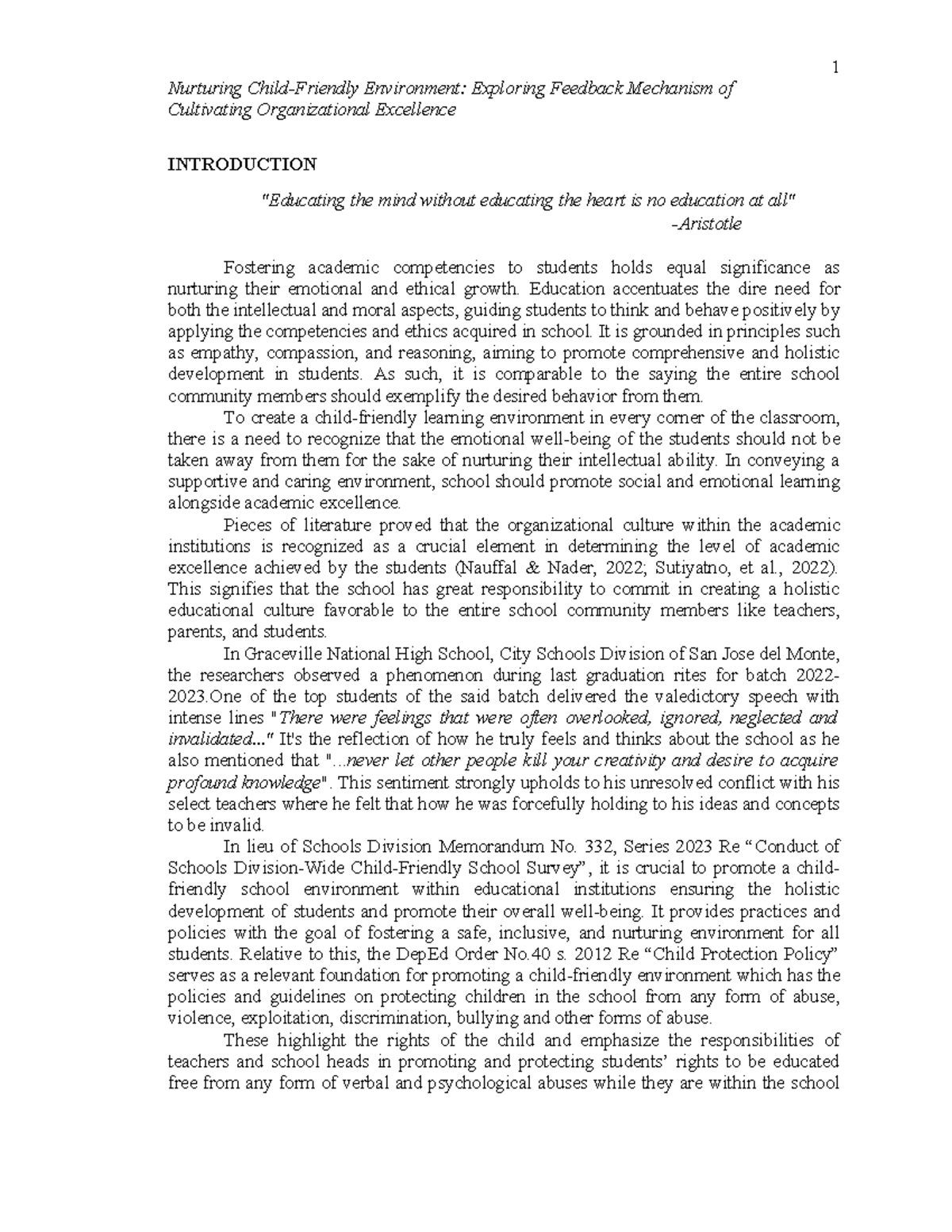 Final Paper Buala Edited - Nurturing Child-Friendly Environment ...