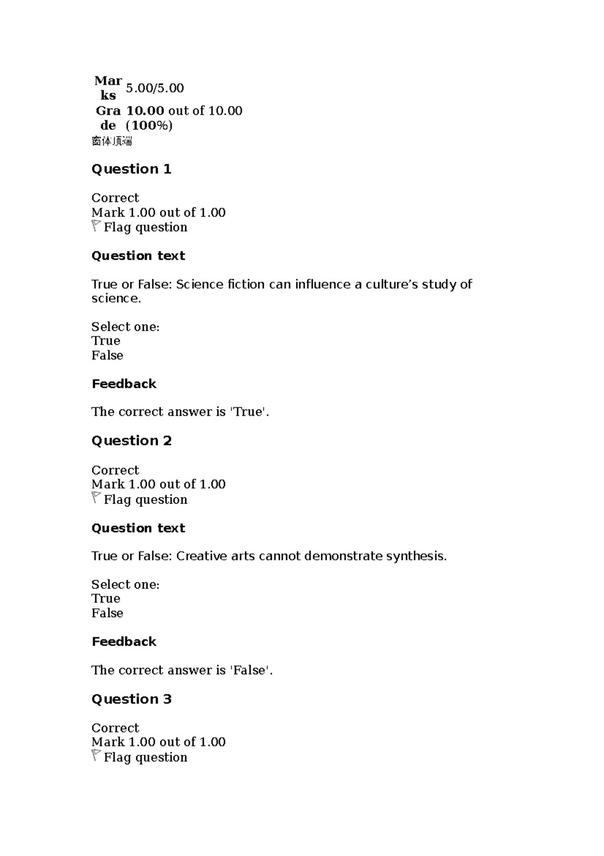 Self Quiz Unit 4 - ENGL 1405 Answers To Self Quiz From Unit 4 - Mar Ks ...