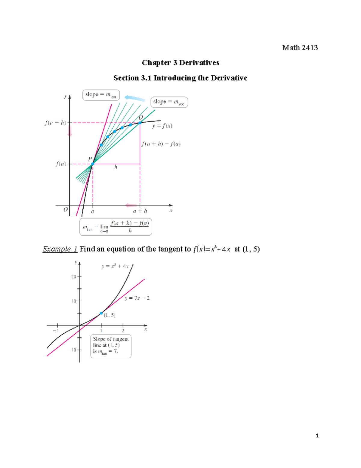 Chapter 3 - chem - Math 2413 Chapter 3 Derivatives Section 3 ...