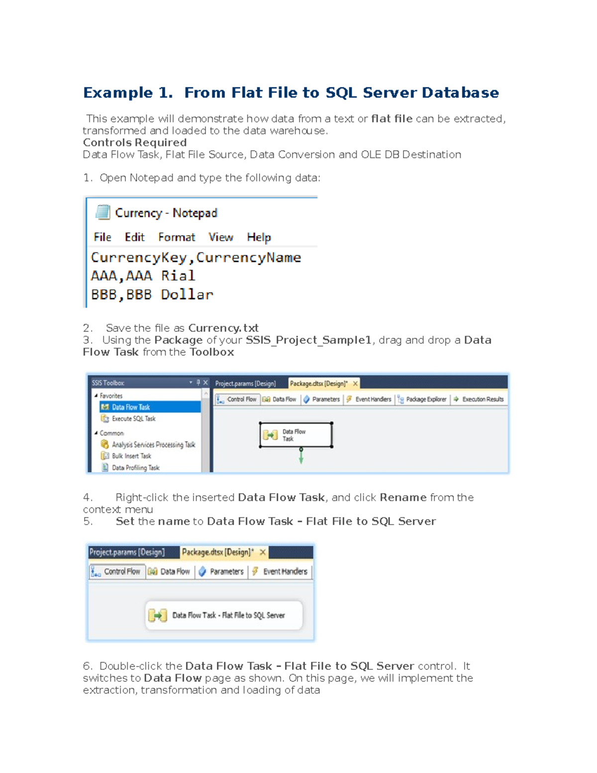 Lab1-From Flat File to SQL Server Database - Example 1. From Flat File ...