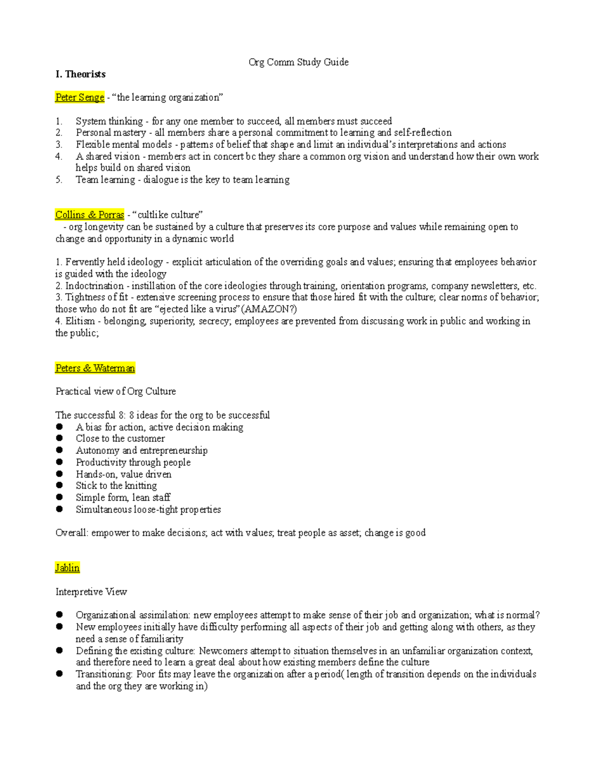 Org Comm Study Guide - Summary Organizational Communication - Org Comm ...