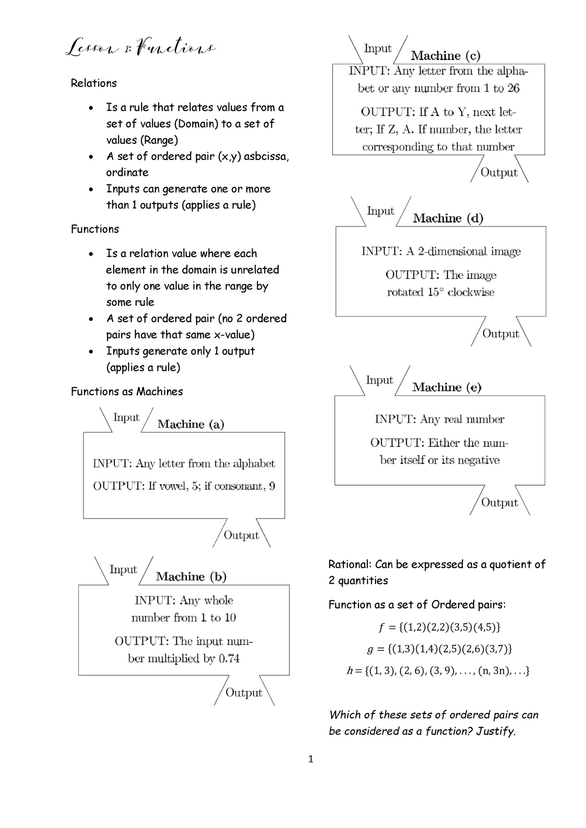 Math 2Q PDF Grade 10 Math Notes 1 Lesson 1 Functions Relations Is 