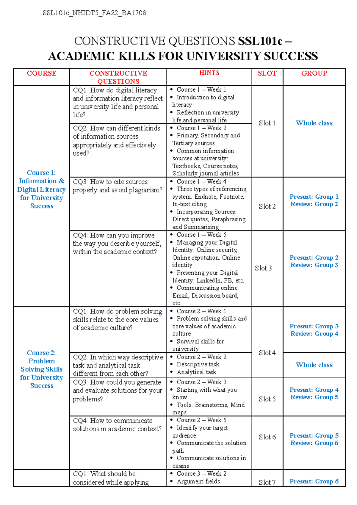Constructive Questions SSL101c BA1707 - SSL101c_NHIDT5_FA22_BA ...