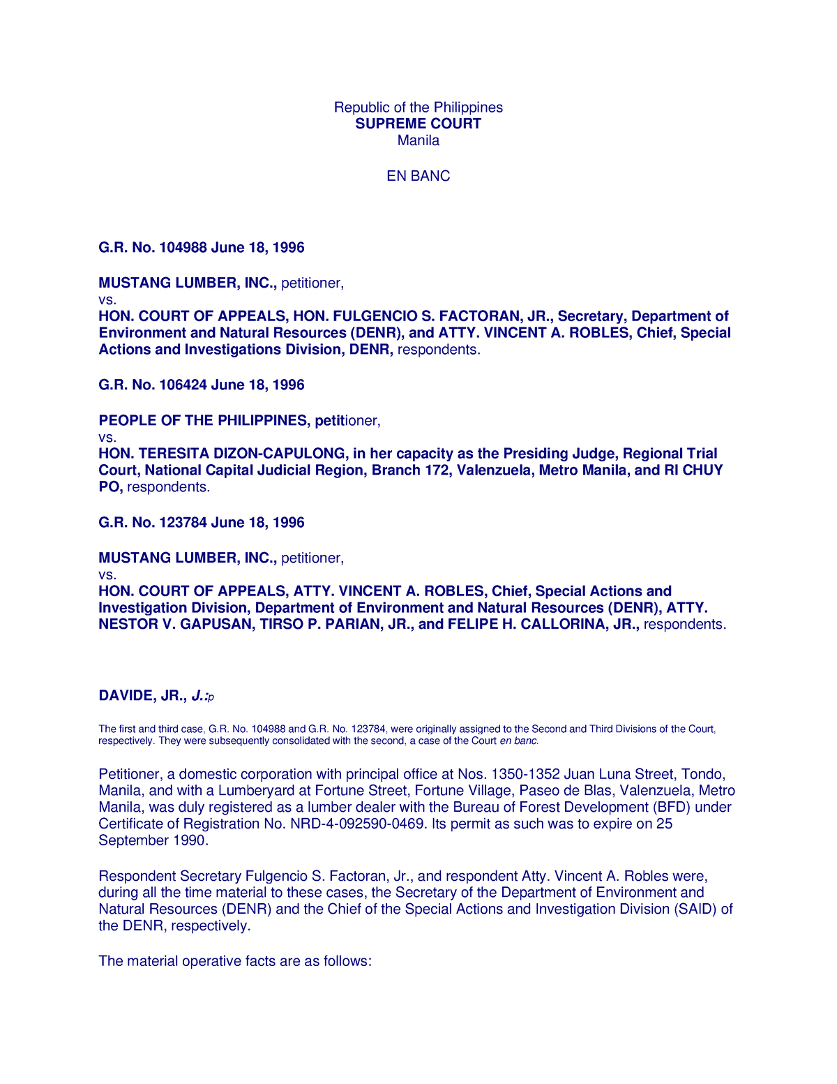 Mustang Lumber v. CA, GR 104988 (1996) - Republic of the Philippines ...