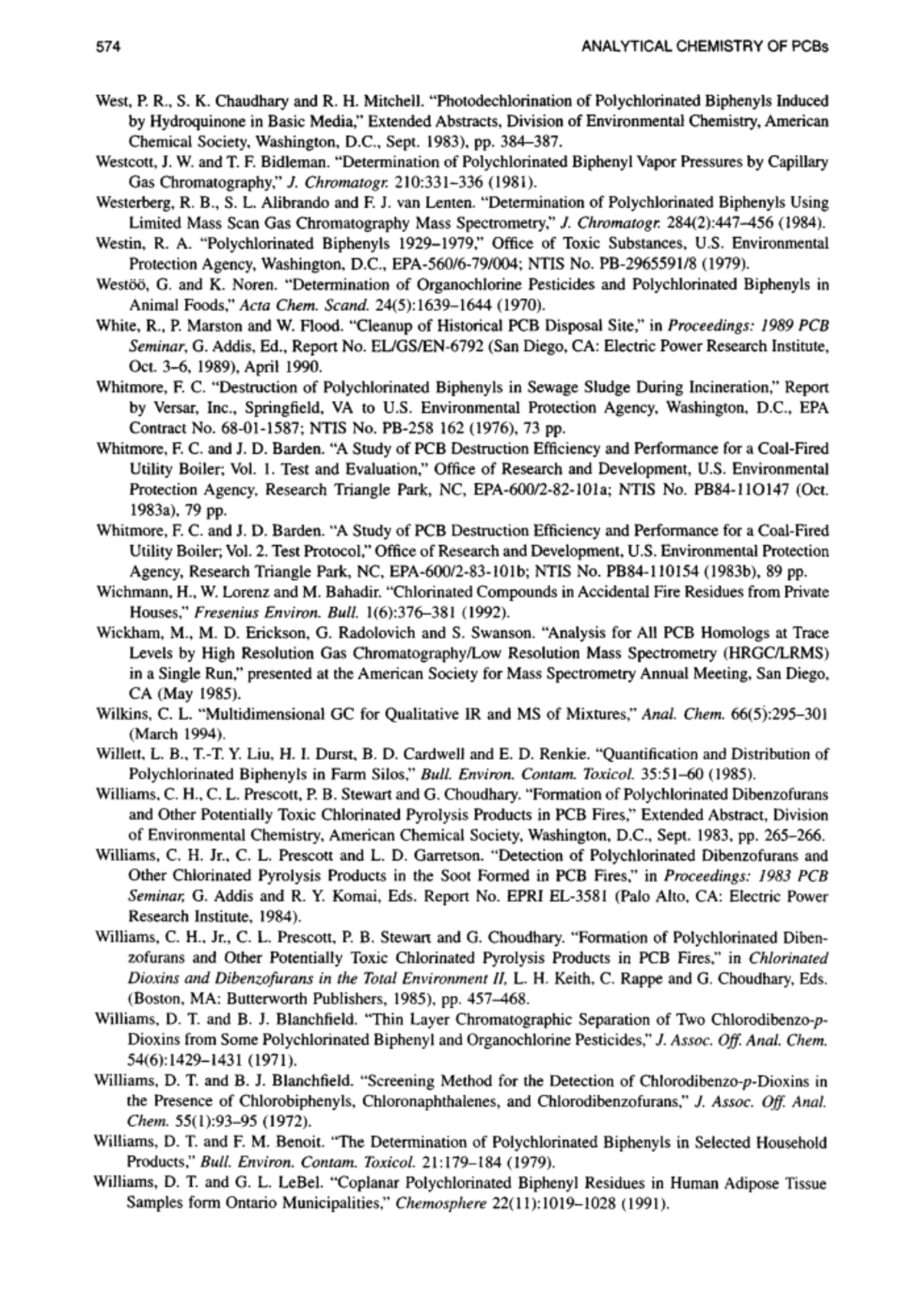 Analytical chemistry of pcbs 197 - 574 ANALYTICAL CHEMISTRY OF PCBs ...