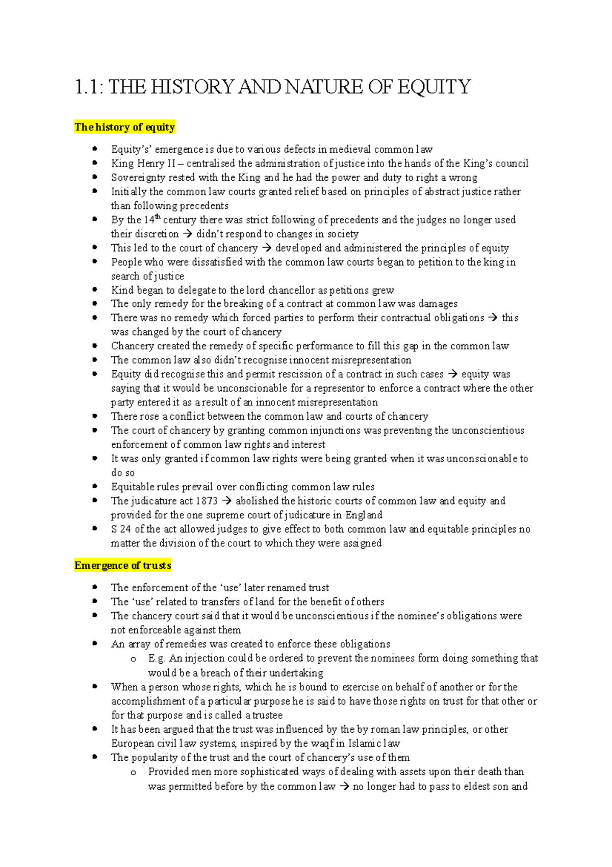 Week 1 lectures - Lecture notes 1 - 1: THE HISTORY AND NATURE OF EQUITY ...