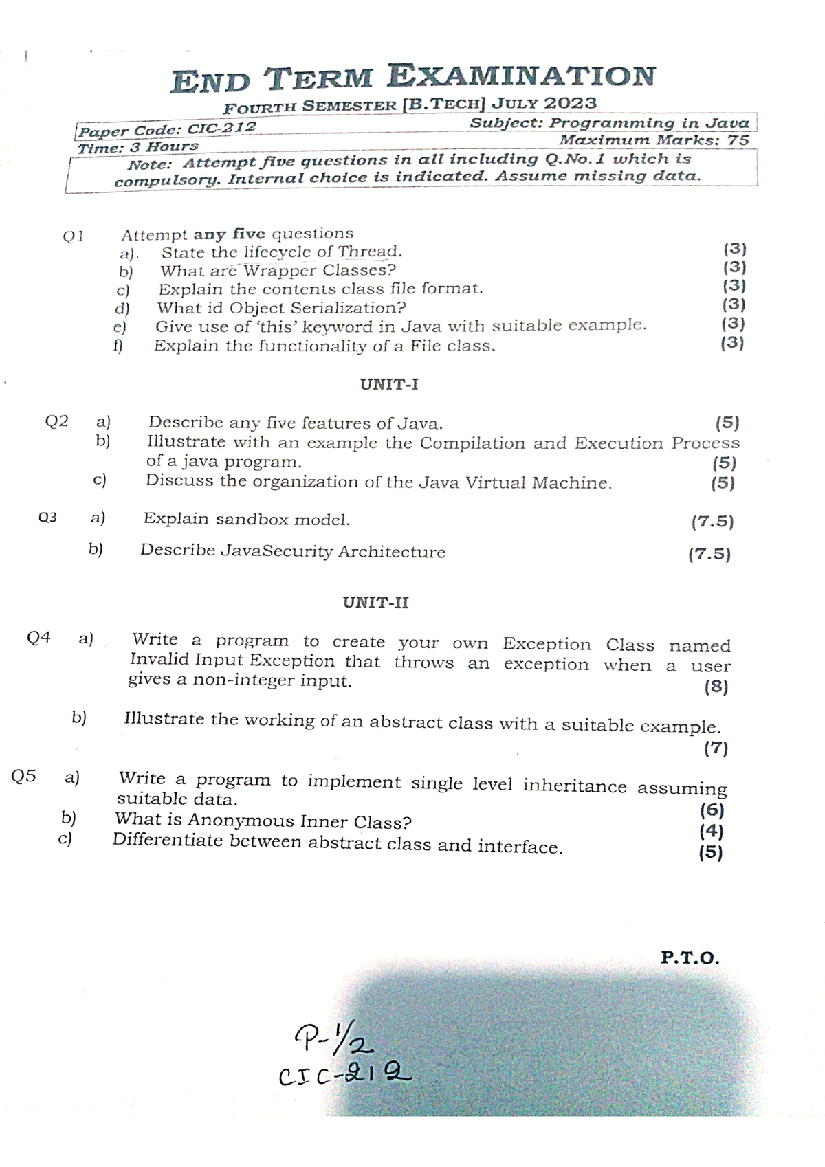 Semester - 4th End Sem Exam Question Paper - Btech - Studocu