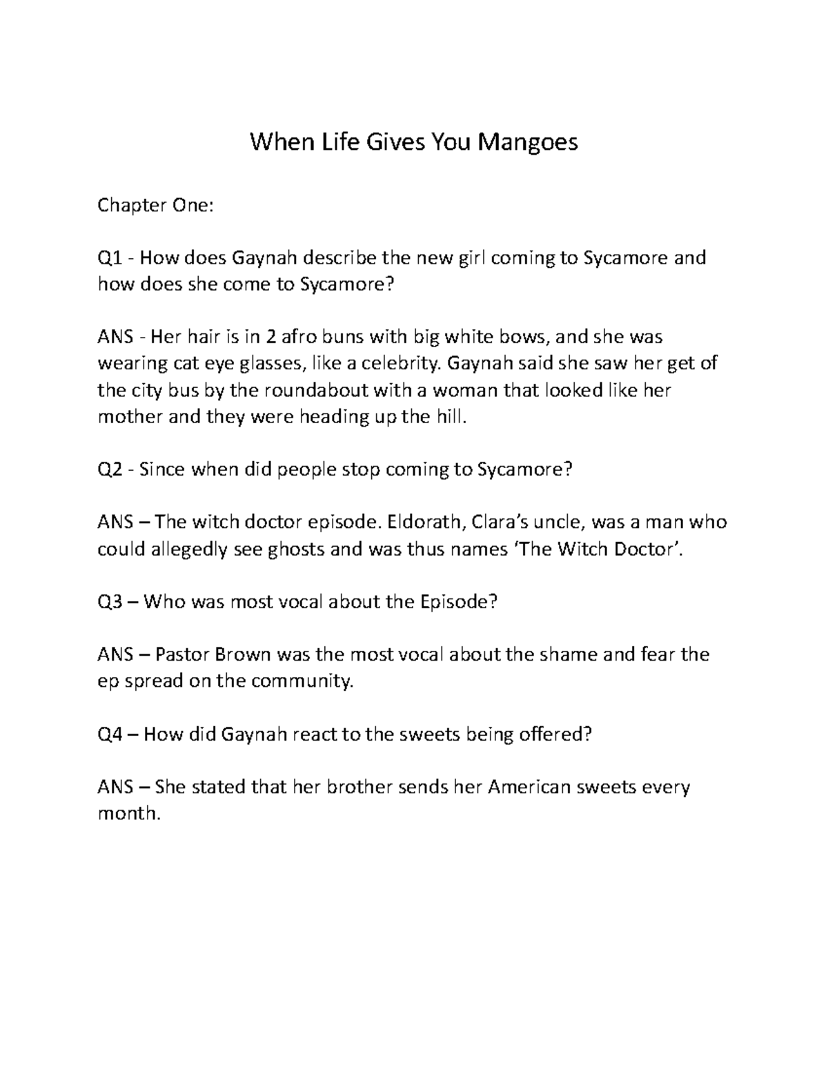 When Life Gives You Mangoes When Life Gives You Mangoes Chapter One