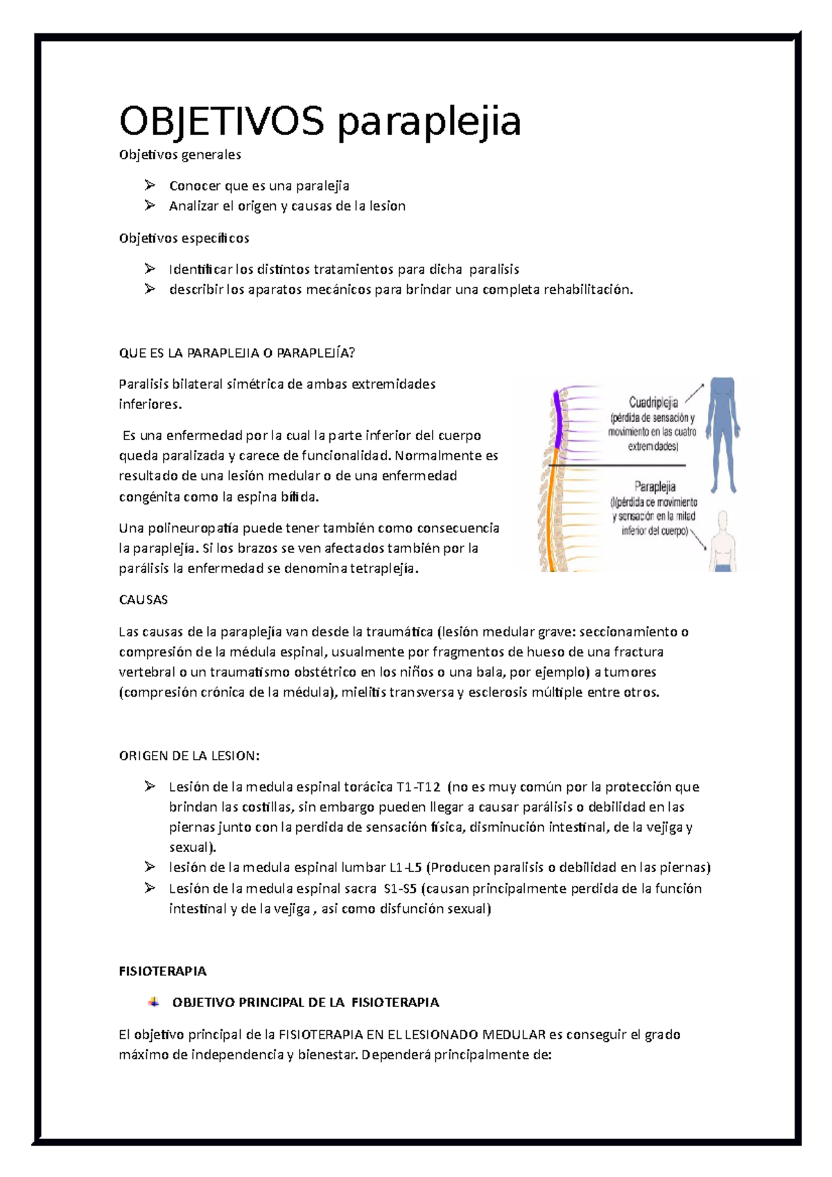 Paraplejia En Pacientes Jovenes Y Mayores Nota 10 Objetivos Paraplejia Objetivos Generales 5909