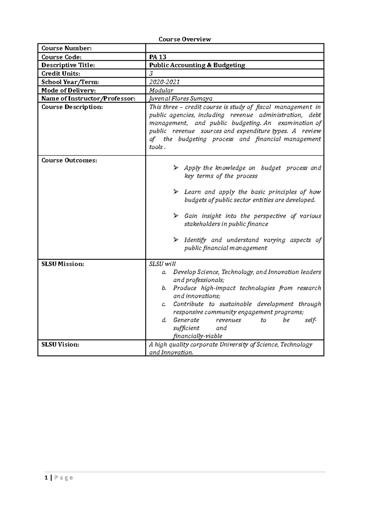PA 13 for1 printing Public Accounting Budgeting Course Overview