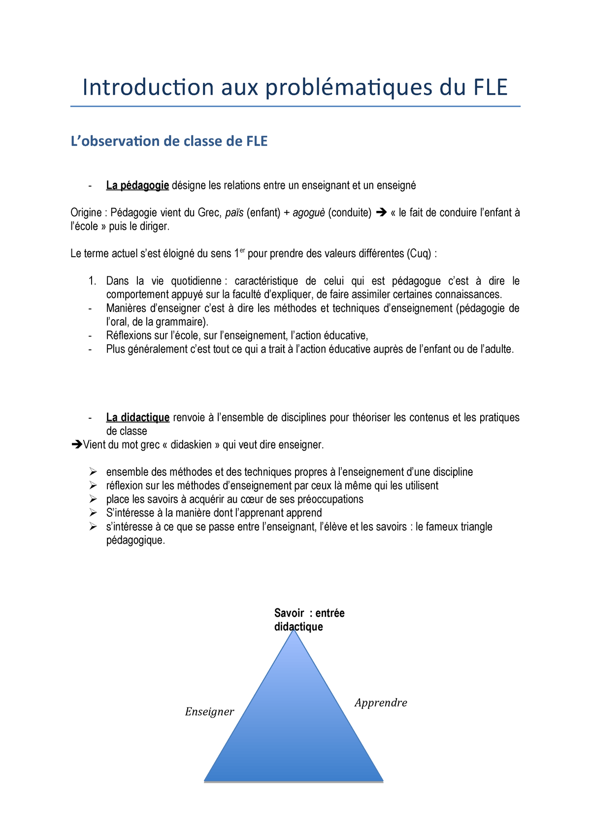 Introduction Aux Problematiques Du Fle Studocu