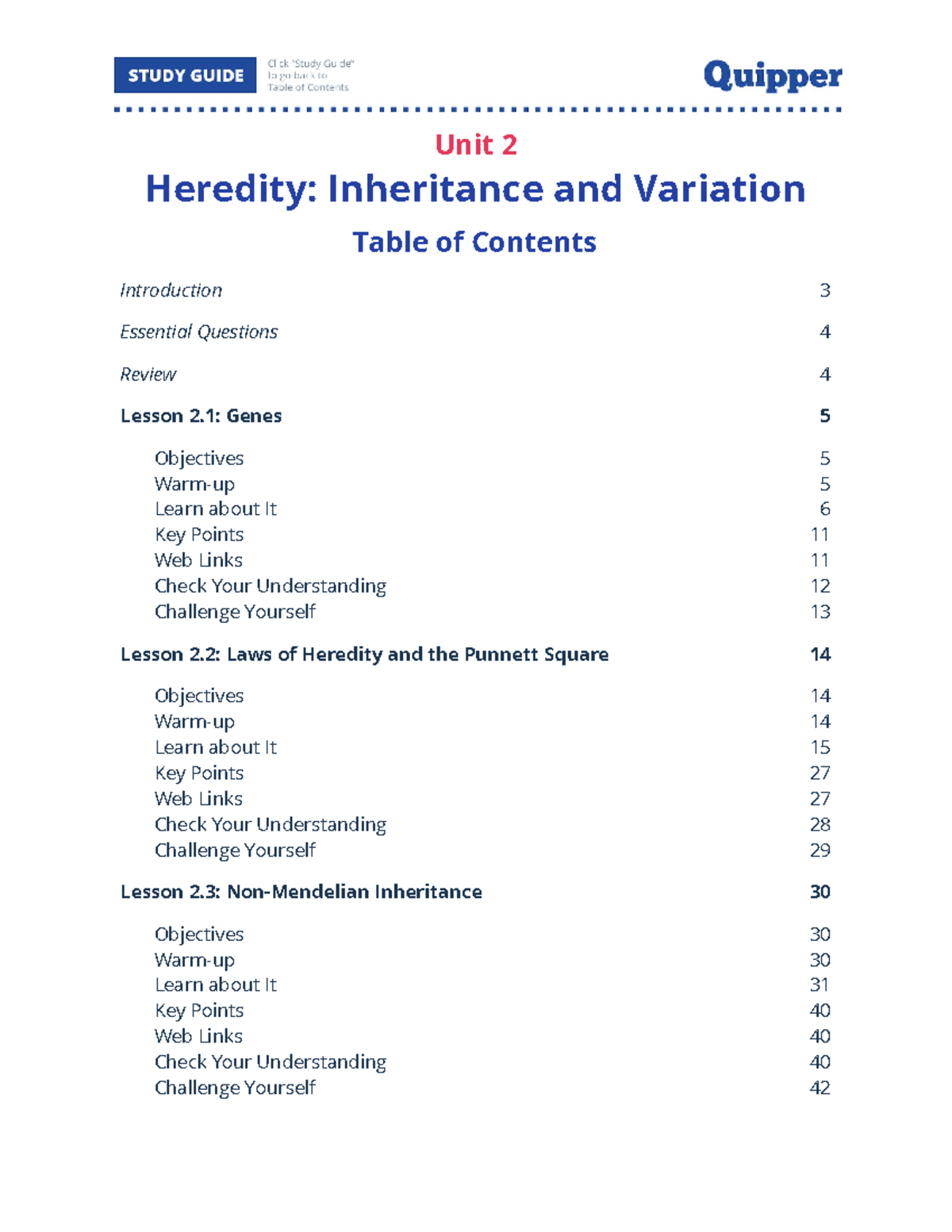 Science 9 UNIT 2 - Unit 2 Heredity: Inheritance and Variation Table of ...