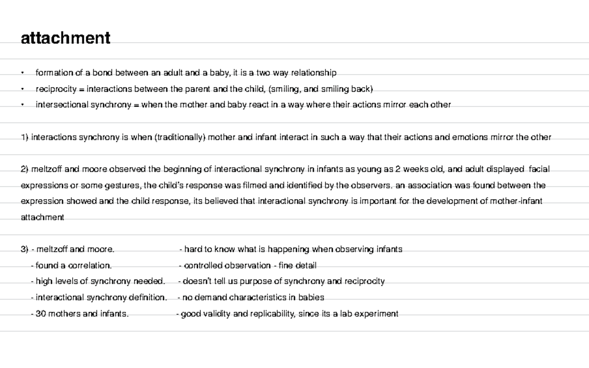 Attachment - attachment formation of a bond between an adult and a baby ...