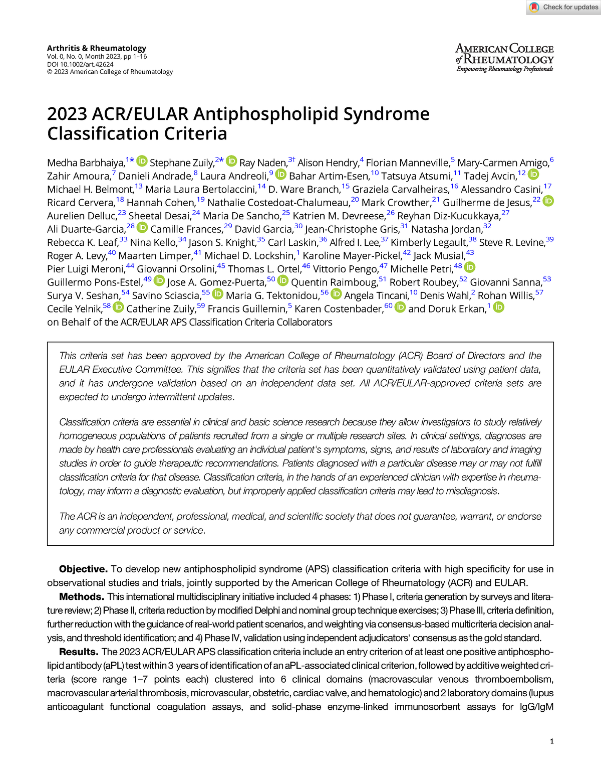 2023 Acr Eular Sapl Criteres Classification Arthrit Rheumatol - 2023 ...