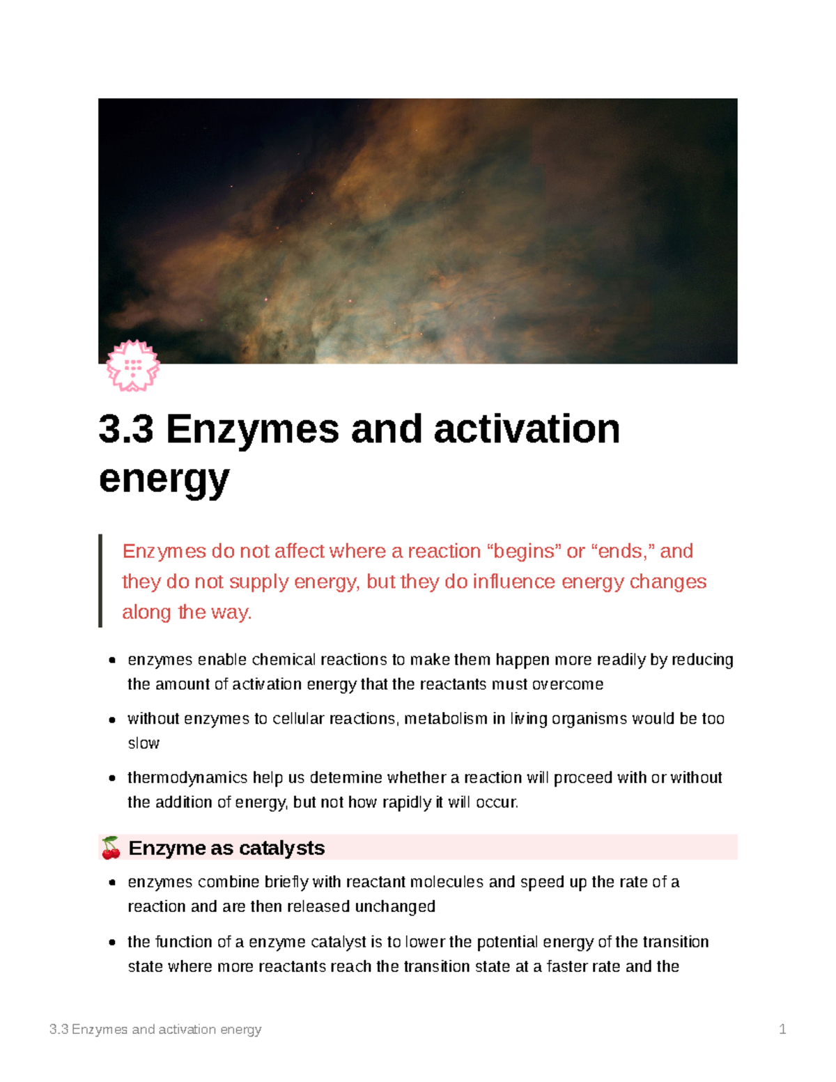 chapter 3.3 enzymes and activation energy 3 Enzymes and activation