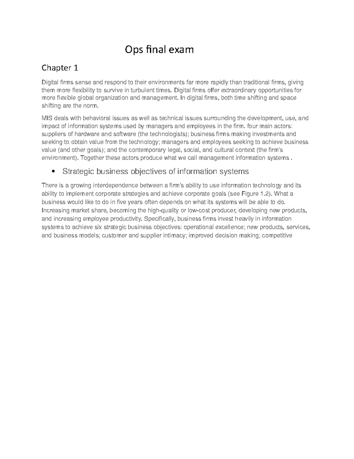 Ops final exam revision notes bhhrhrhrh - Ops final exam Chapter 1 ...