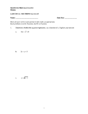 PCI Lab Chapter 3 B - MATH 112 PRECALCULUS I Hulsen LAB CH 3 B ...