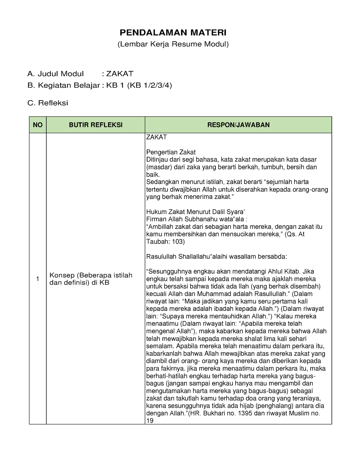 KB1- Resume Modul 10 - PENDALAMAN MATERI (Lembar Kerja Resume Modul) A ...