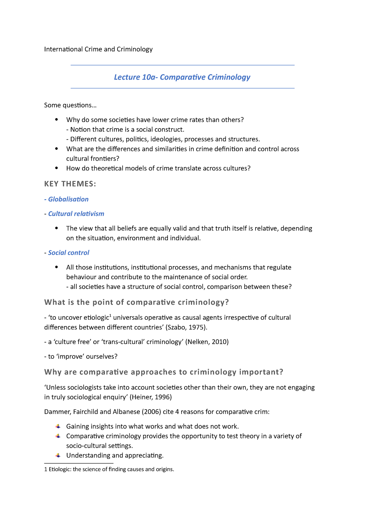 Lecture 10a- Comparative Criminology - International Crime And ...