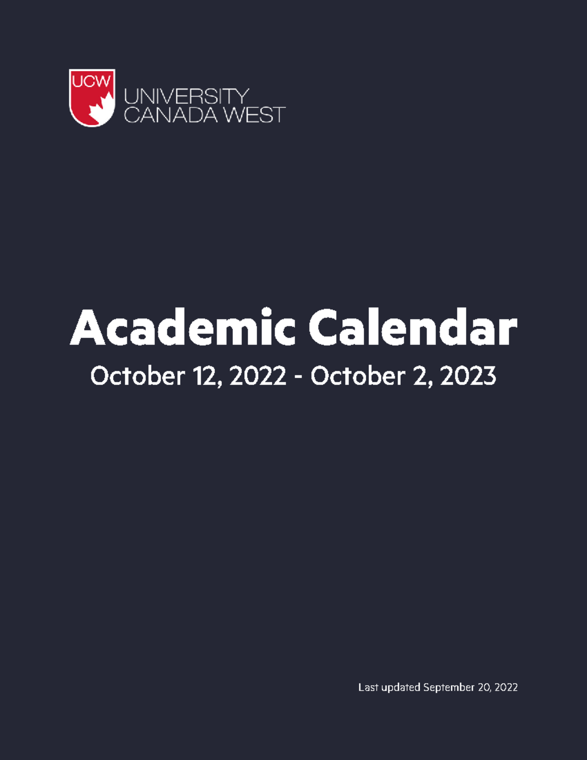 UCWAcademicCalendar20222023 Academic Calendar October 12, 2022