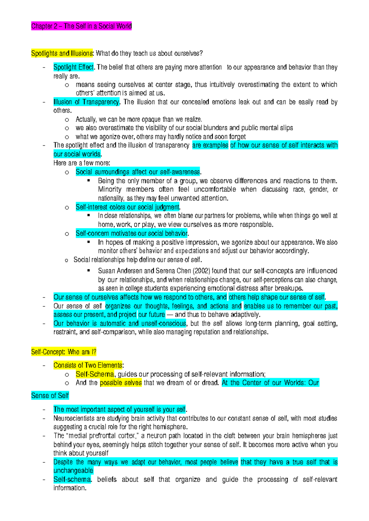 Chapter 2 - The Self in a Social World - Chapter 2 – The Self in a ...