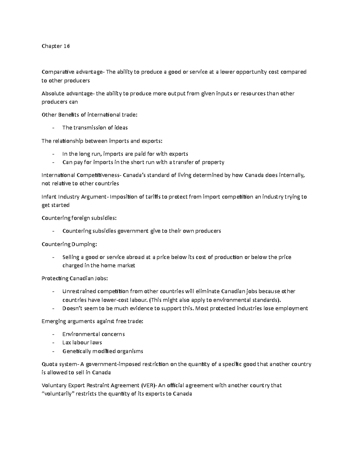 Chapter 16 - Lecture notes 16 - Chapter 16 Comparative advantage- The ...