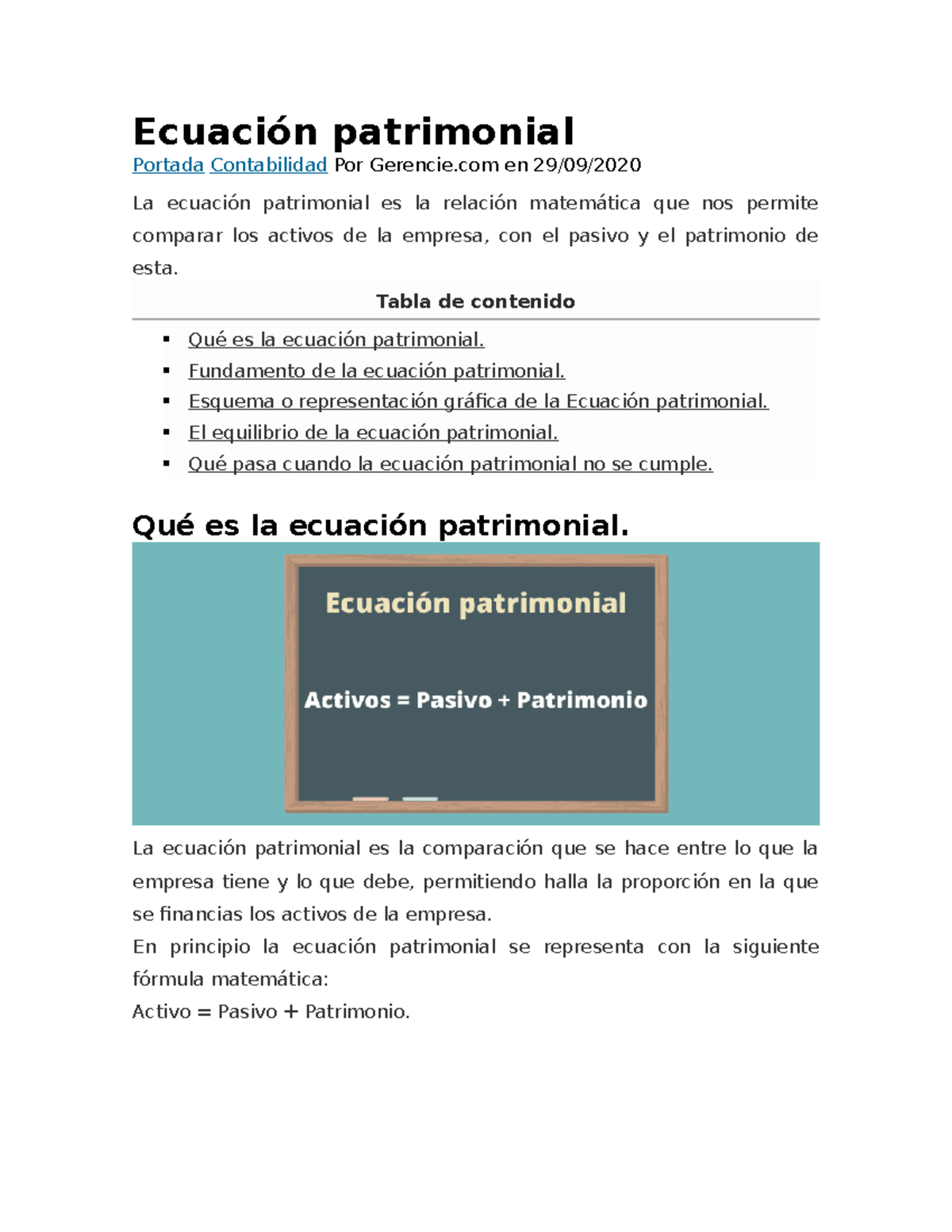 Ecuación patrimonial trabajo Ecuación patrimonial Portada