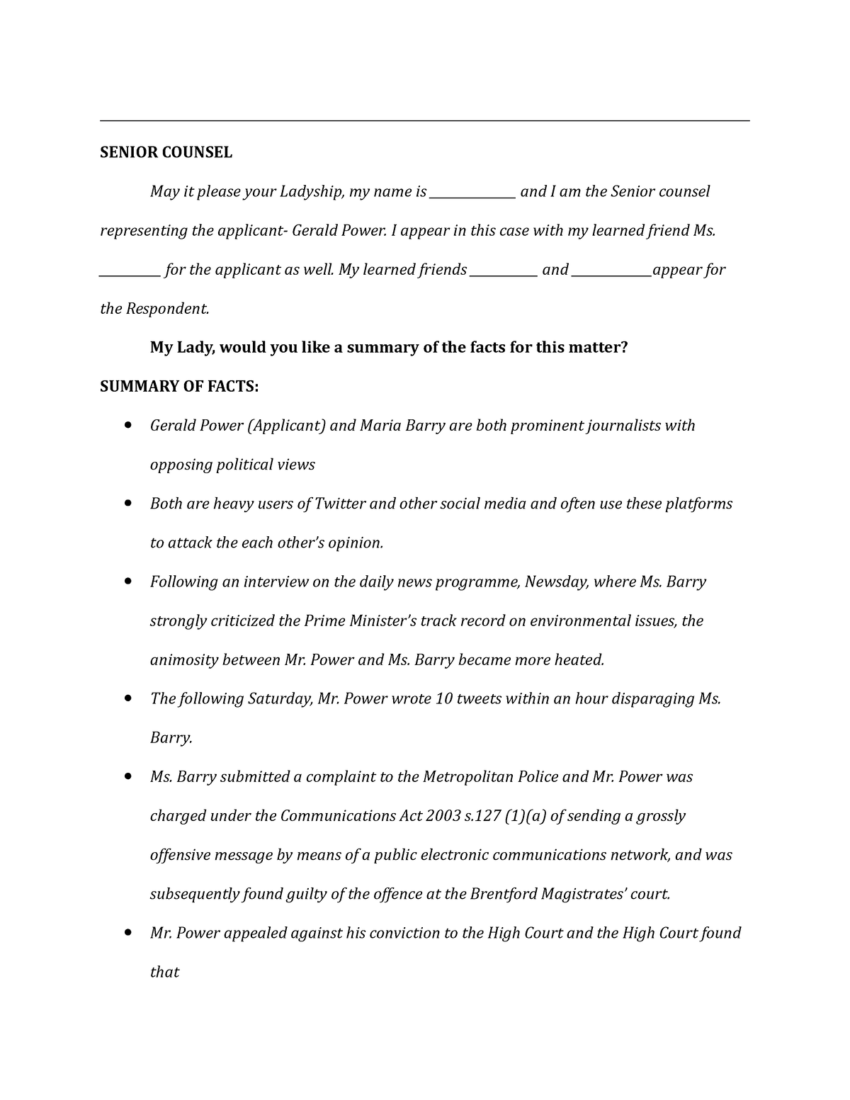 Script FOR MOOT - SENIOR COUNSEL May it please your Ladyship, my name ...