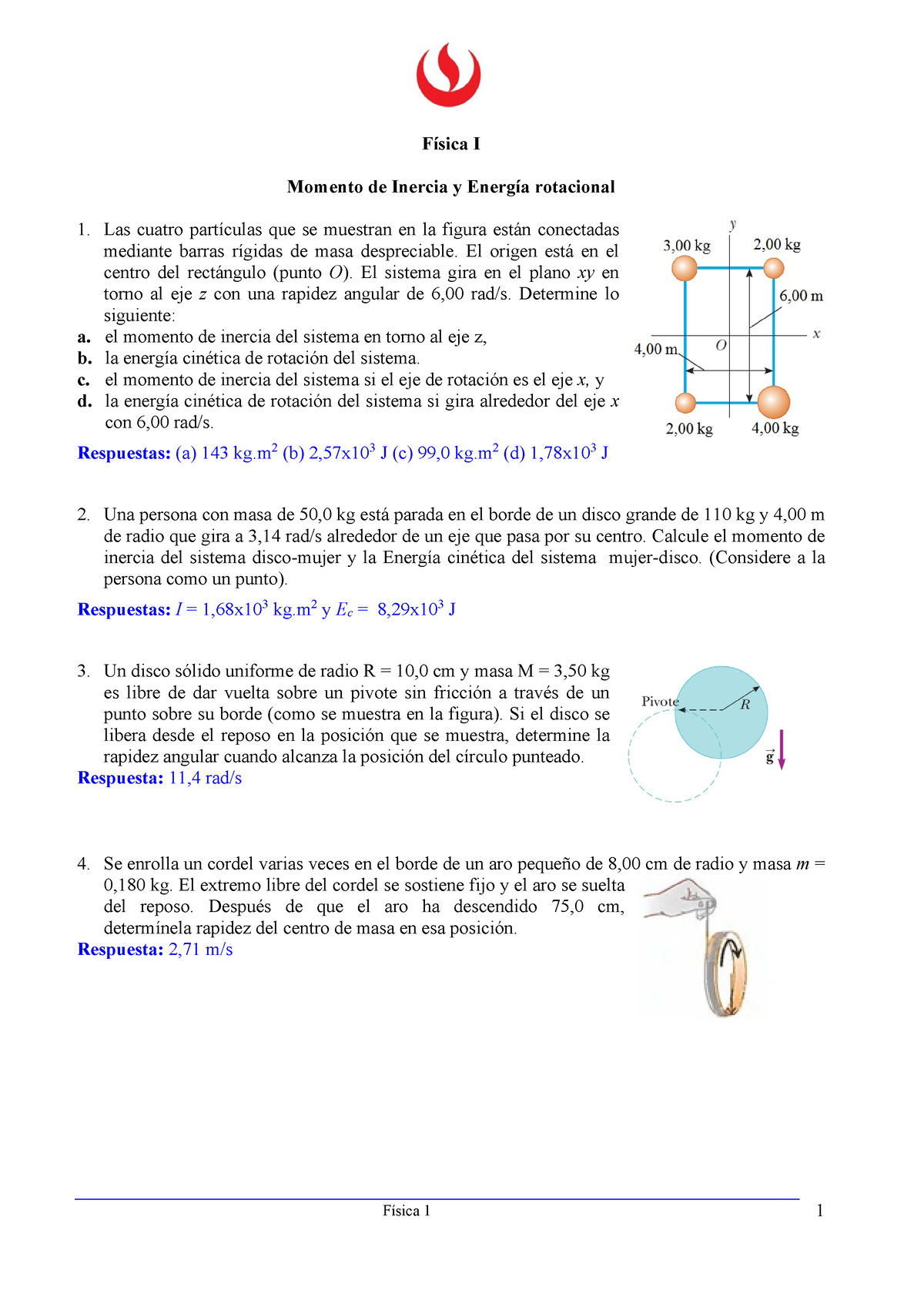 Ejercicios Propuestos De Energia Rotacional - Física 1 1 Física I ...