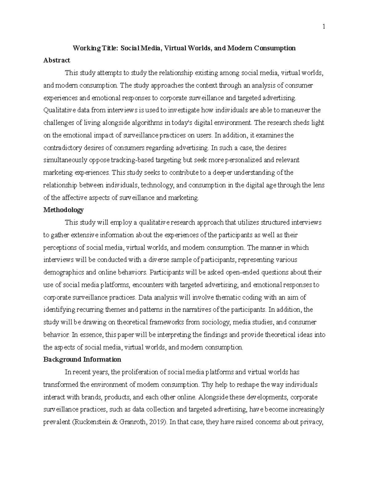 SBSA 224 - Final Paper Proposal - 1 Working Title: Social Media ...