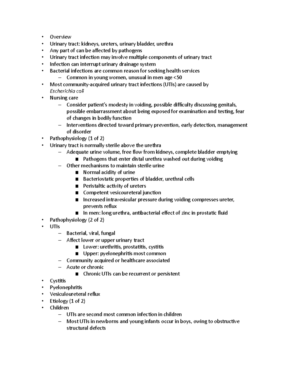 uninary tract infection notes - MGMT 4001 - Studocu