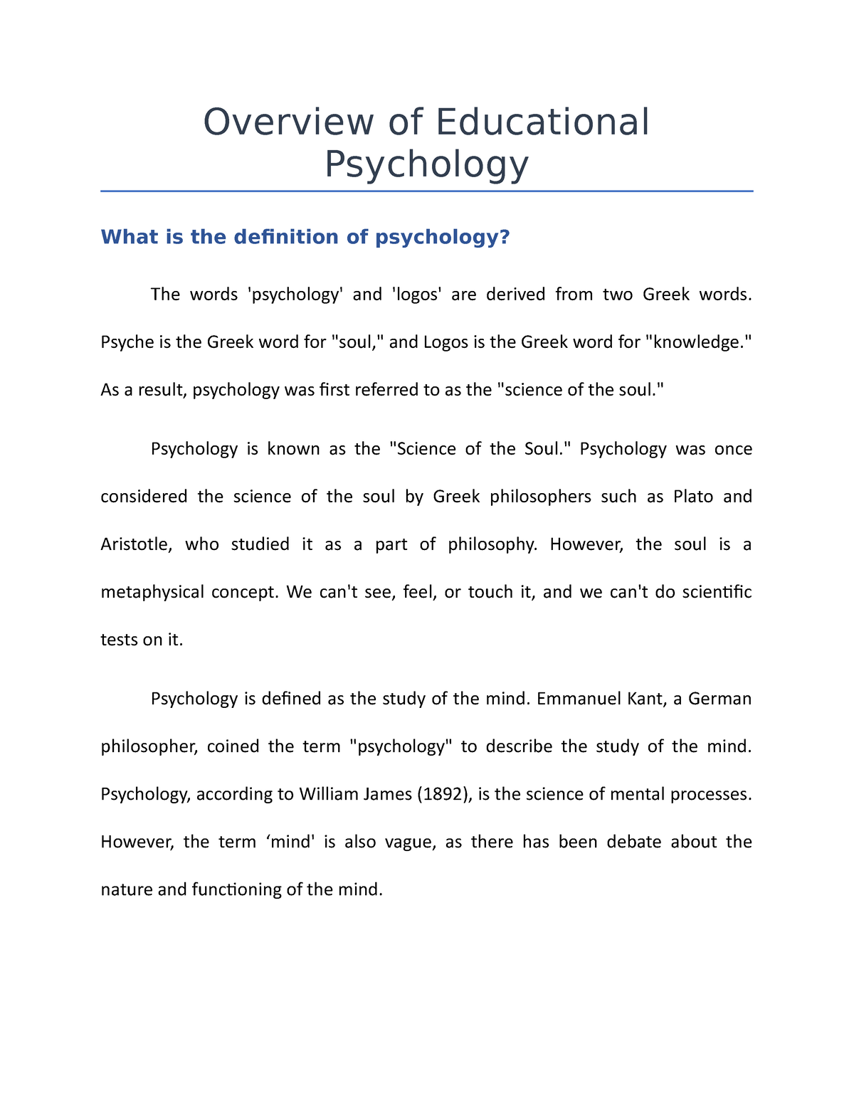 define educational psychology essay