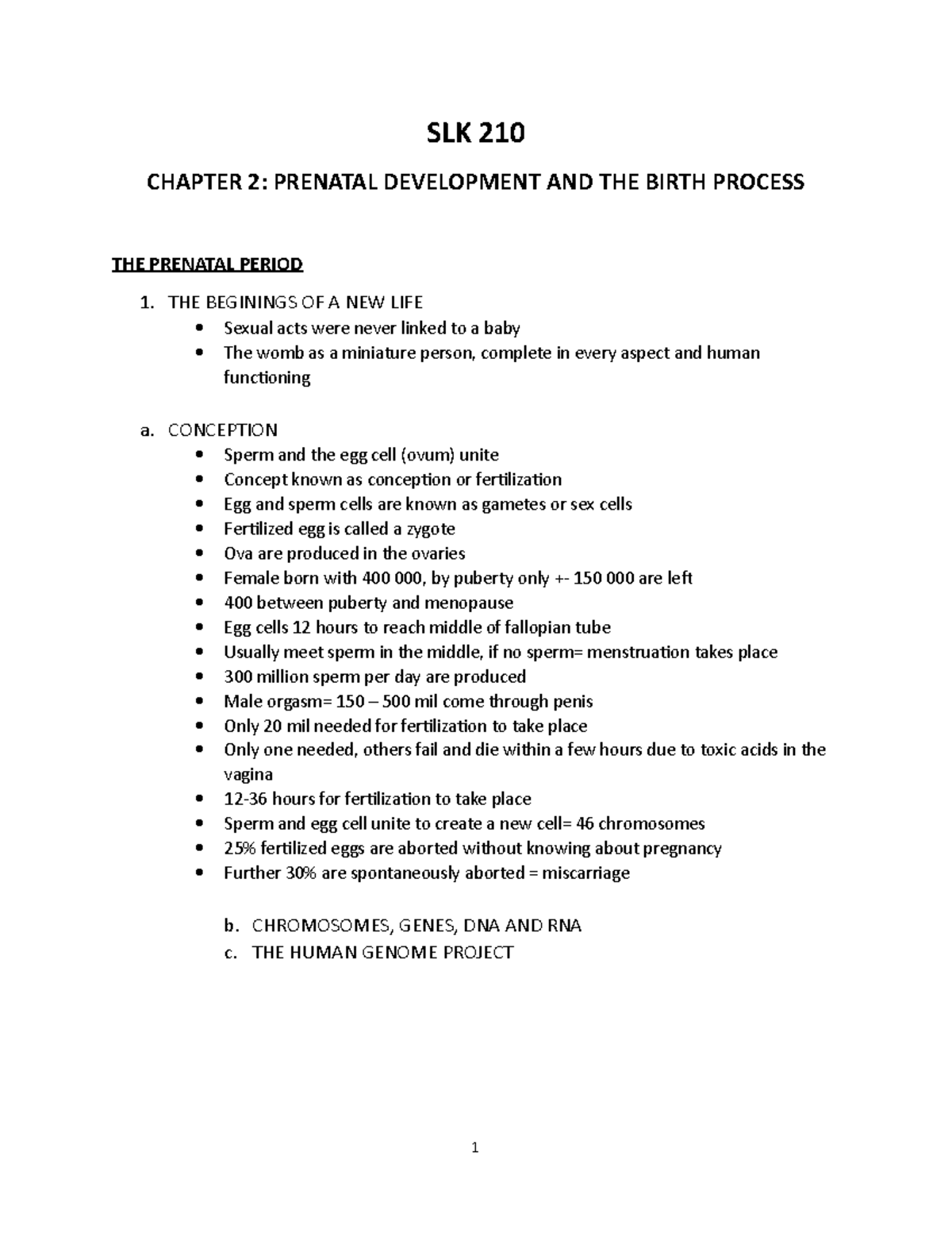 Chapter 2 Prenatal development and the birth process - SLK 210 CHAPTER ...