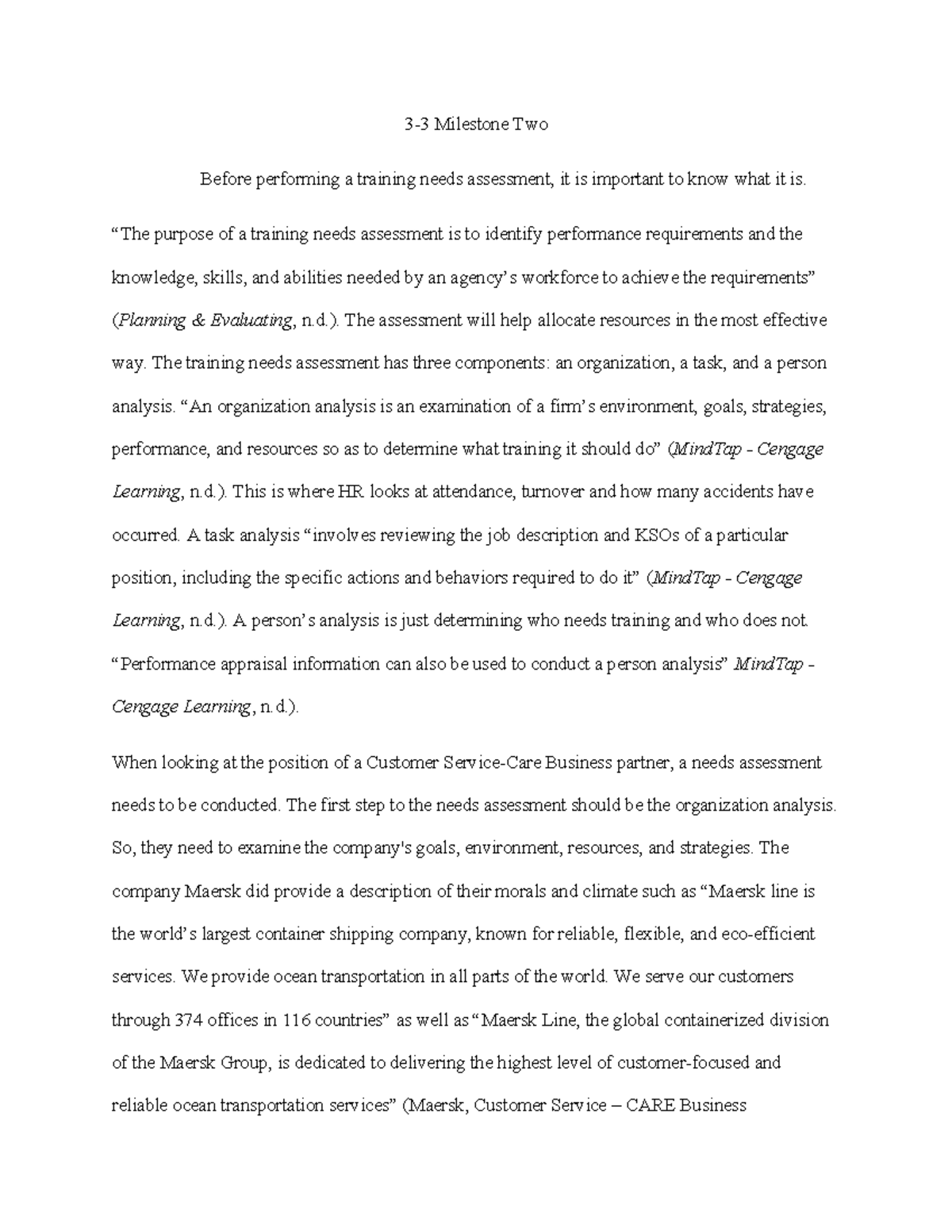 3-3 Milestone Two - 3-3 Milestone Two Before performing a training ...