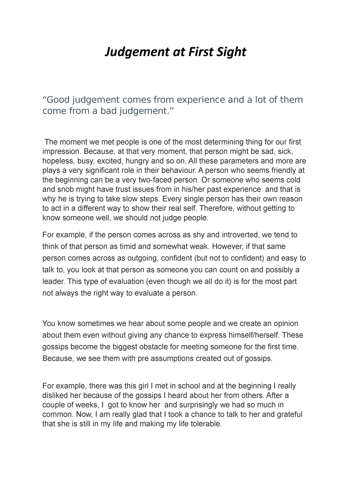 essay on judgement in english