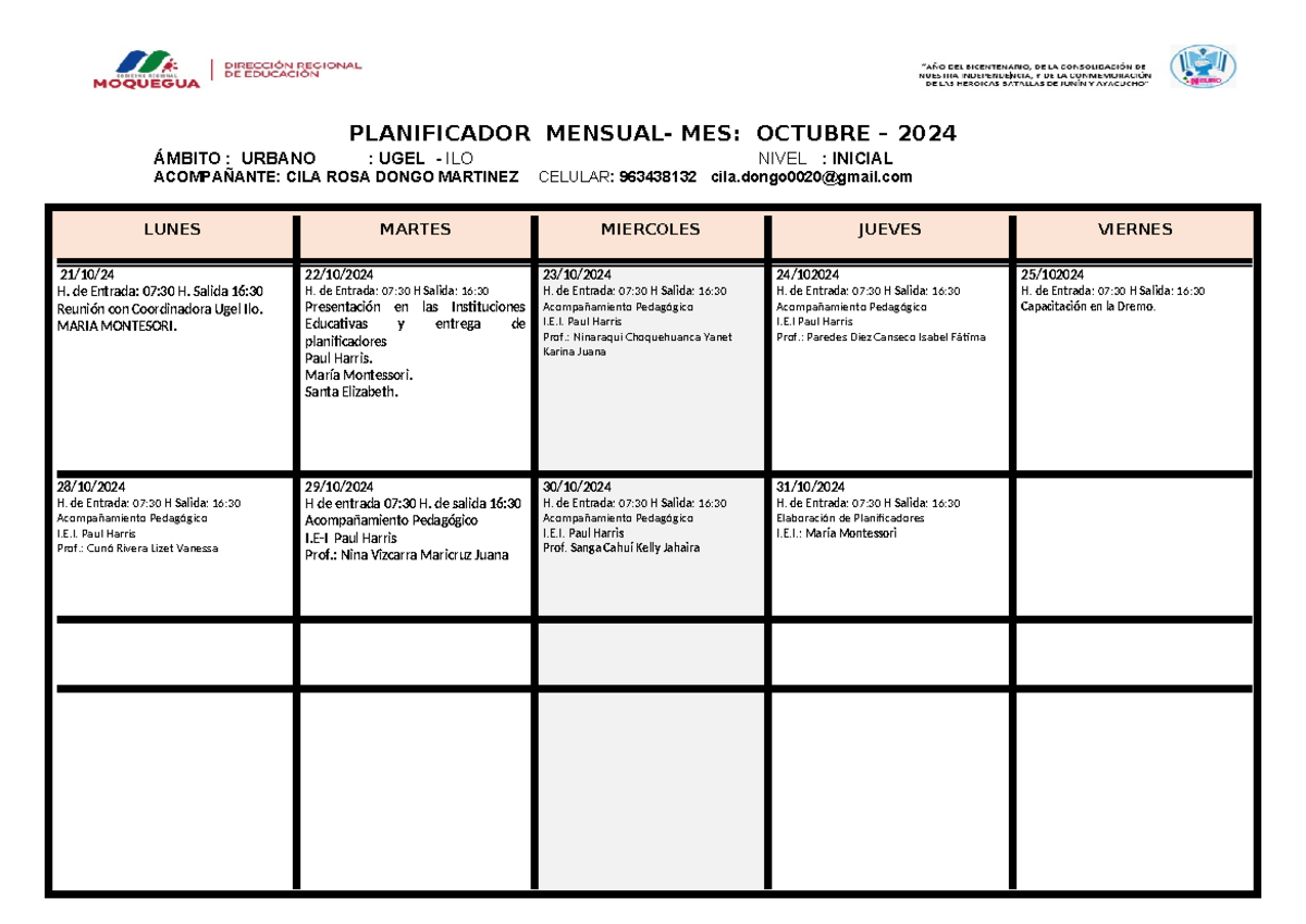 Planificador del mes de Octubre 2024 Corregido 21-10-2024 ...