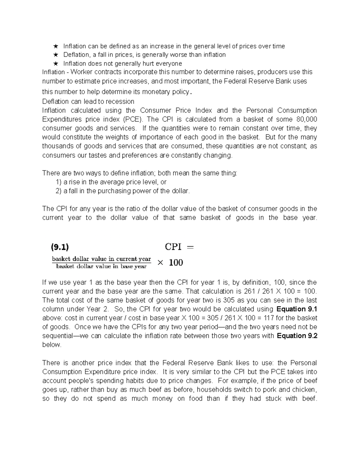 Cr9 - class notes - ★ Inflation can be defined as an increase in the ...