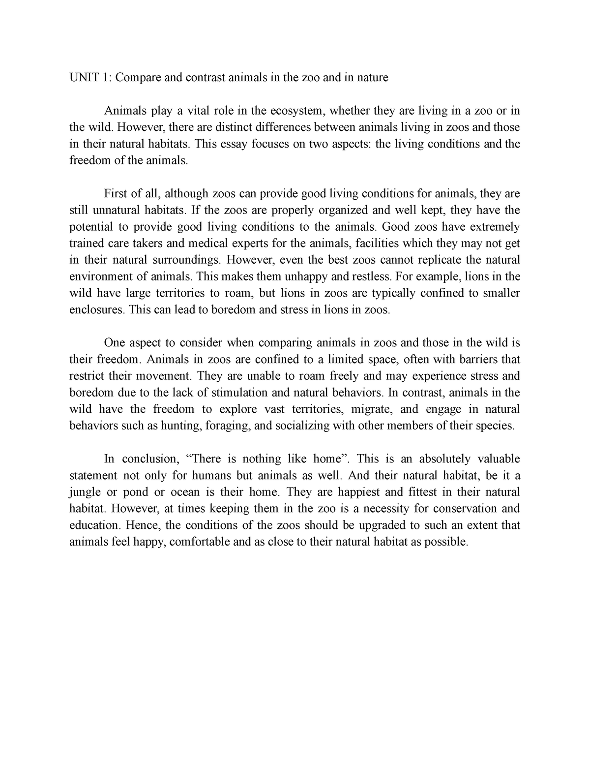 contrast essay on pet and wild animals