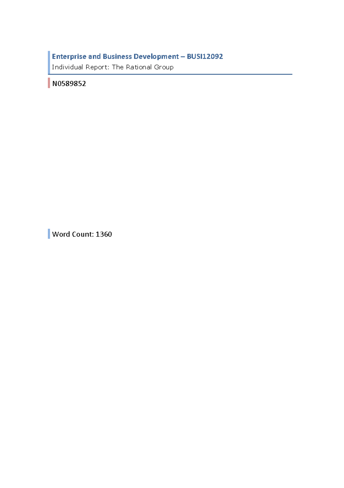 Enterprise and Business Development (Summative Assignment) - Enterprise ...