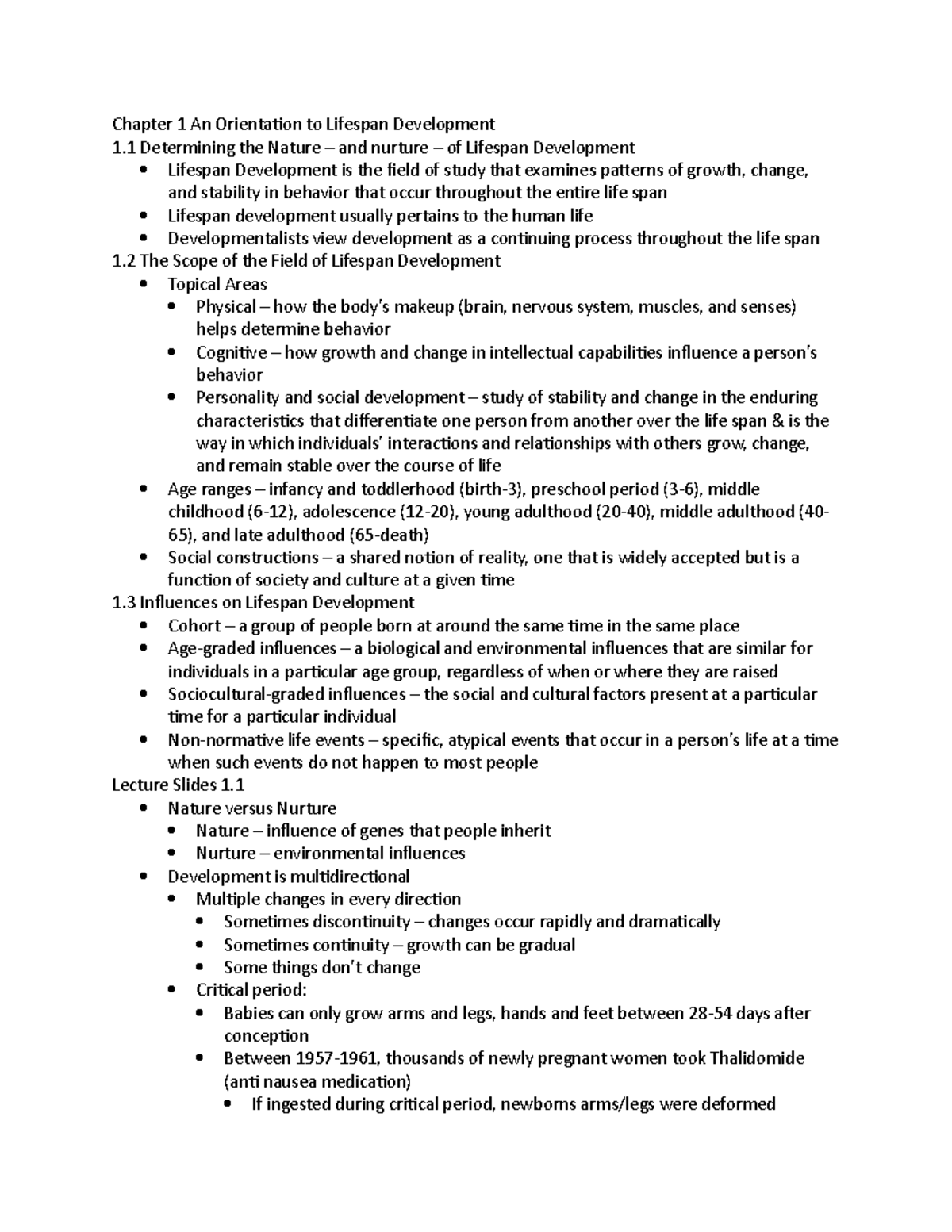 Lifespan Development Ch 1 Chapter 1 An Orientation To Lifespan Development 1 Determining The 