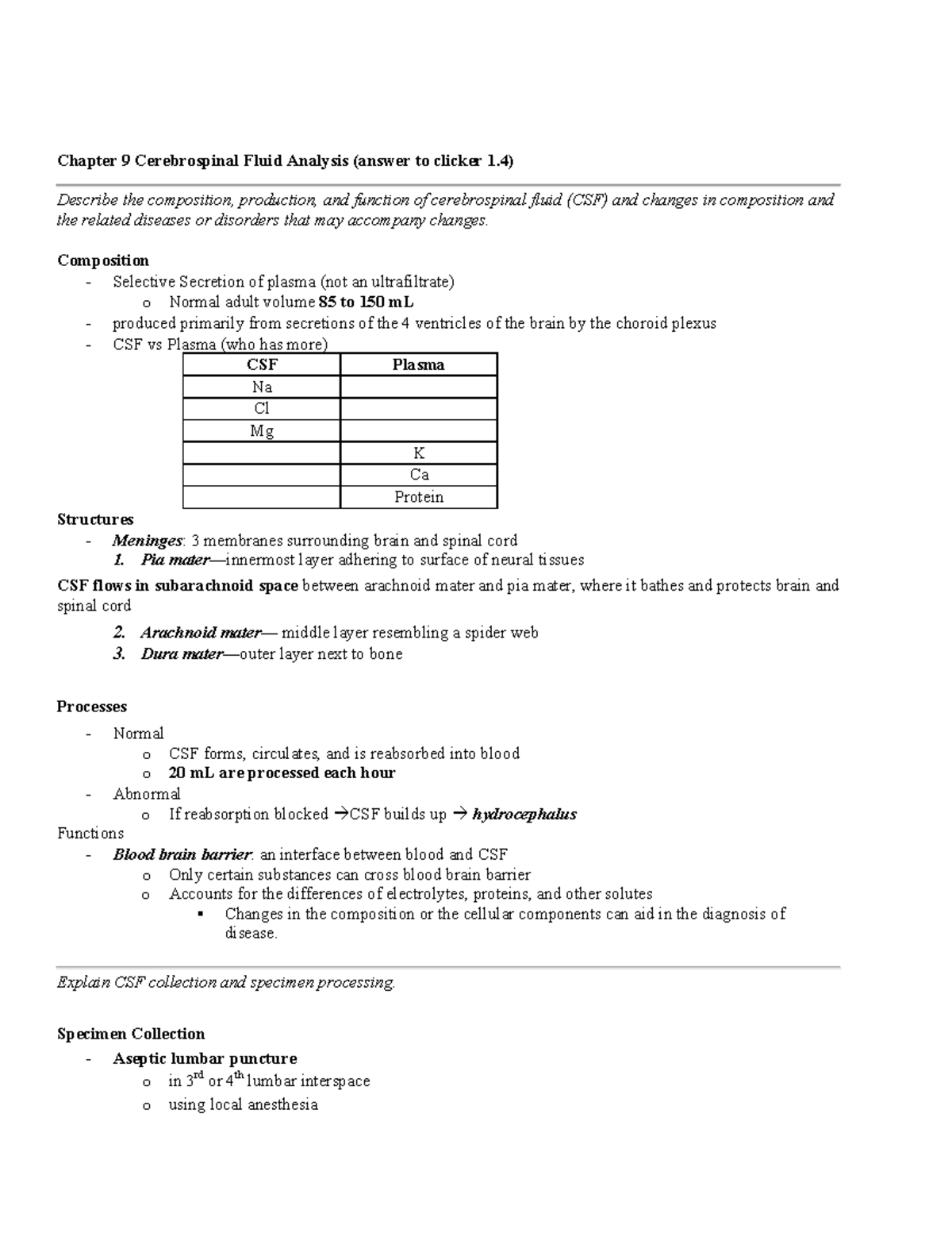 CSF - Cerebrospinal Fluid - Chapter 9 Cerebrospinal Fluid Analysis ...